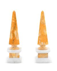 A Pair of Italian Sienna Marble Obelisks — 20TH CENTURY