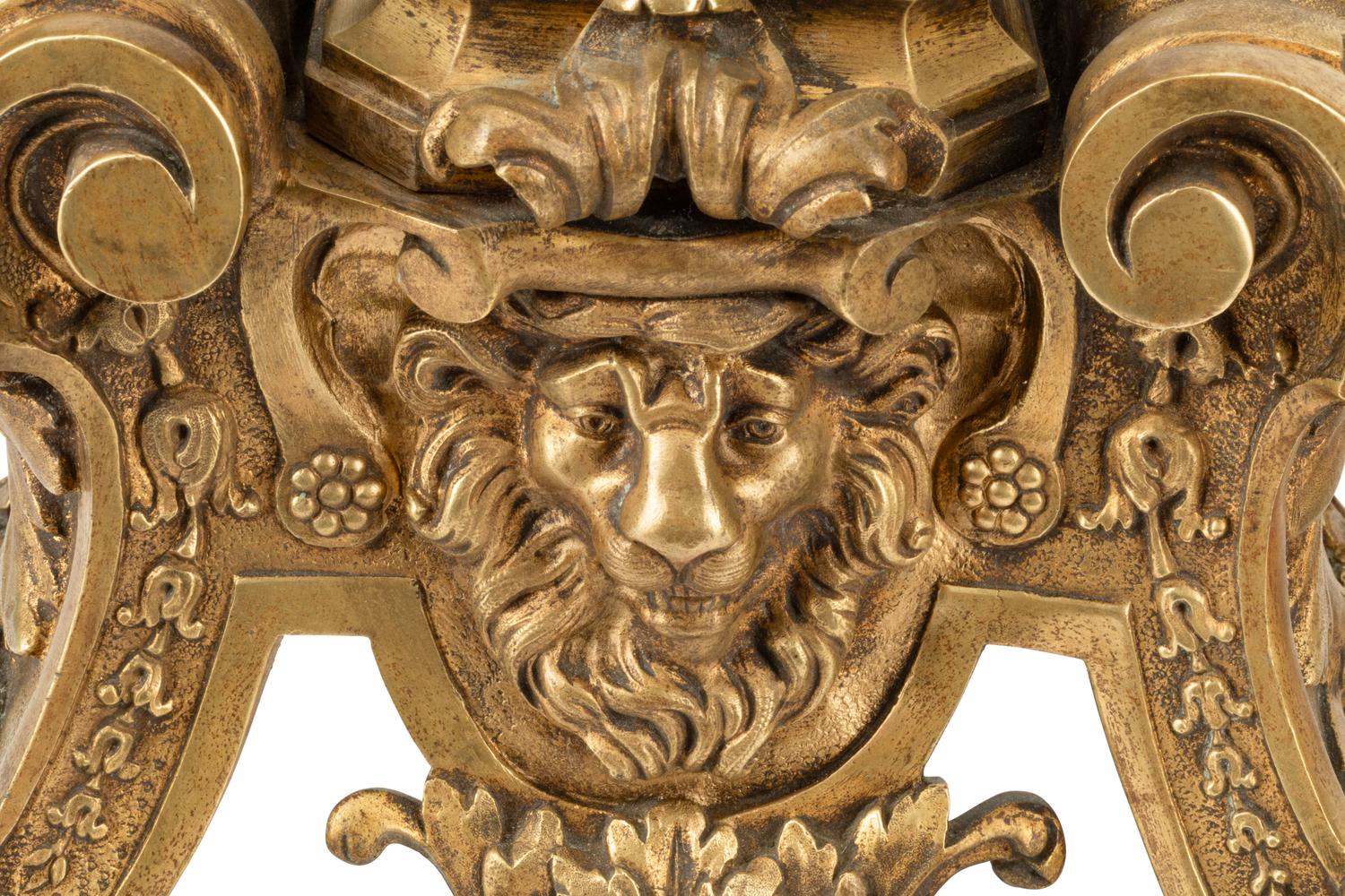 A Pair of French Gilt Bronze Chenets