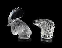 Two Lalique Molded and Frosted Glass Mascots