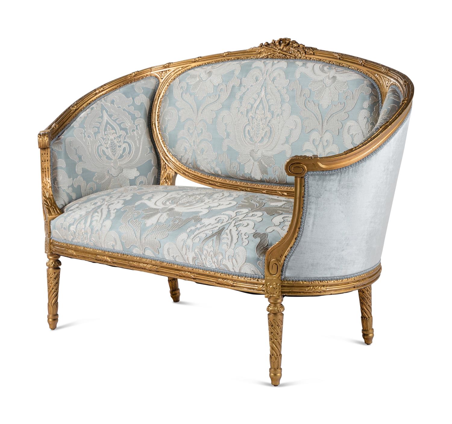 A Louis XVI Style Giltwood Settee