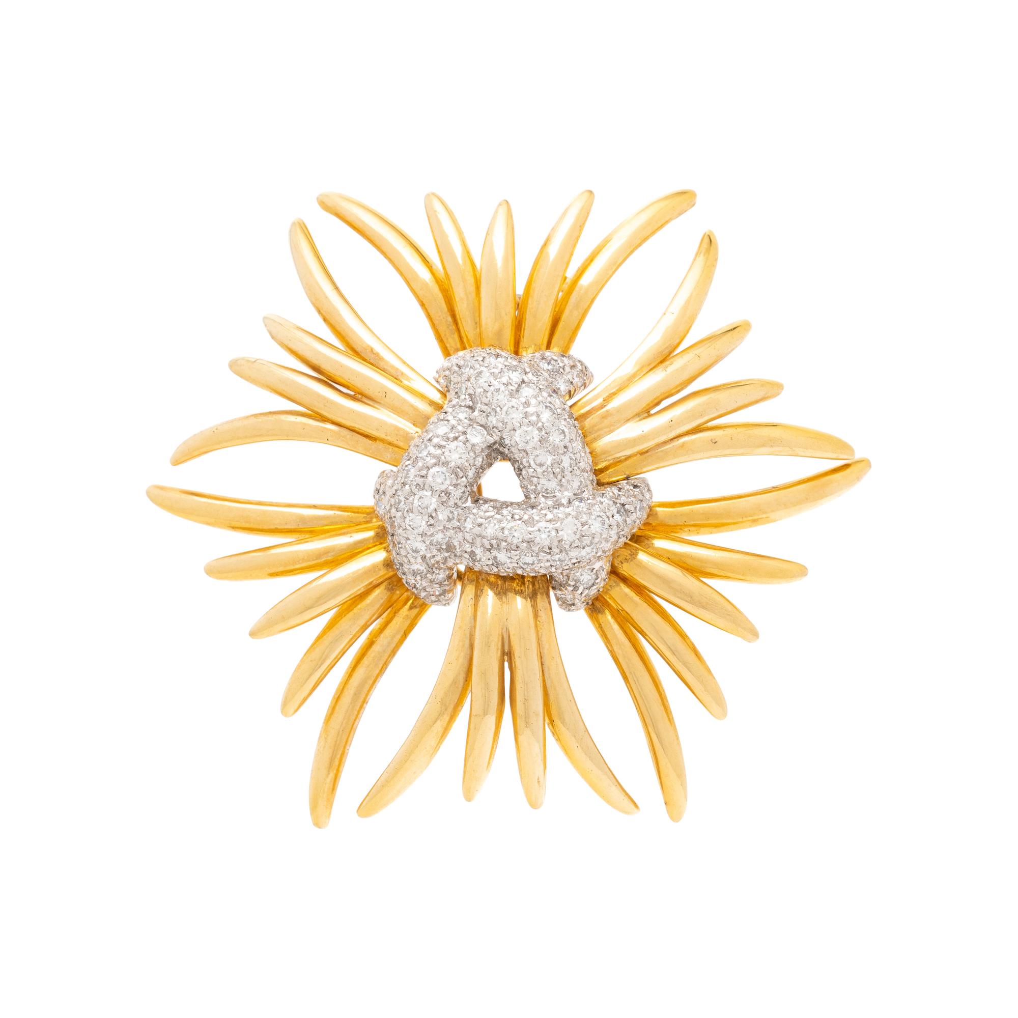 ALOPA, DIAMOND AND YELLOW GOLD BROOCH