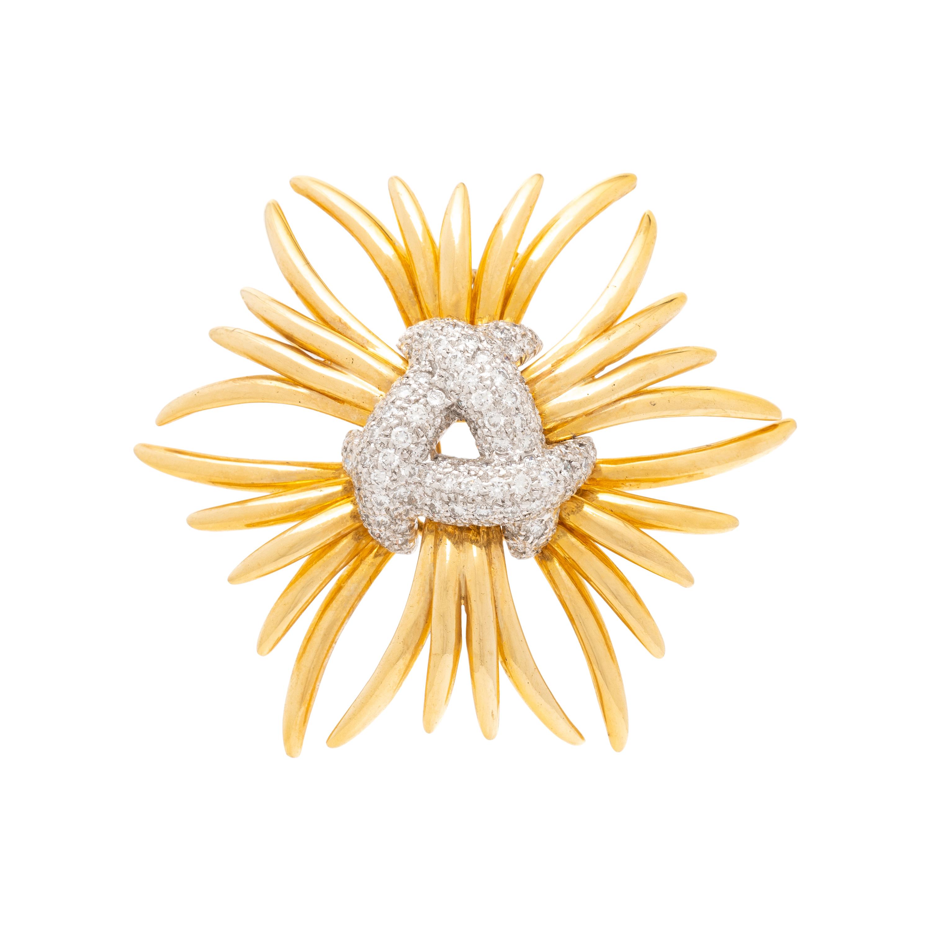 ALOPA, DIAMOND AND YELLOW GOLD BROOCH