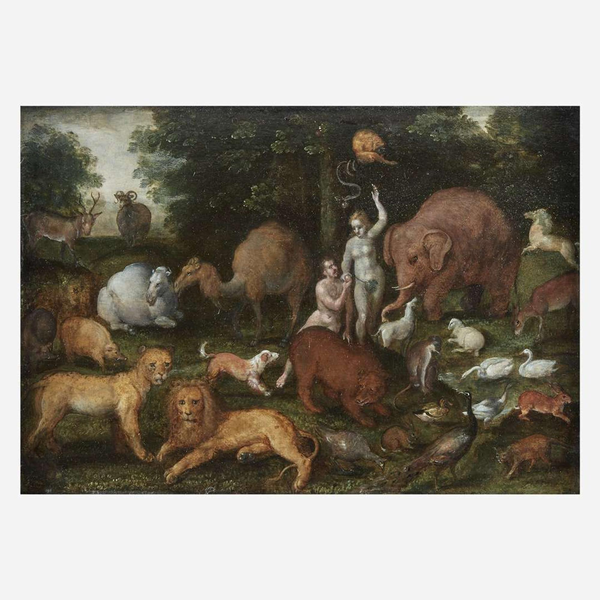 Attributed to Cornelisz Molenaer (Flemish, 1540–1589) Adam and Eve in the Garden of Eden