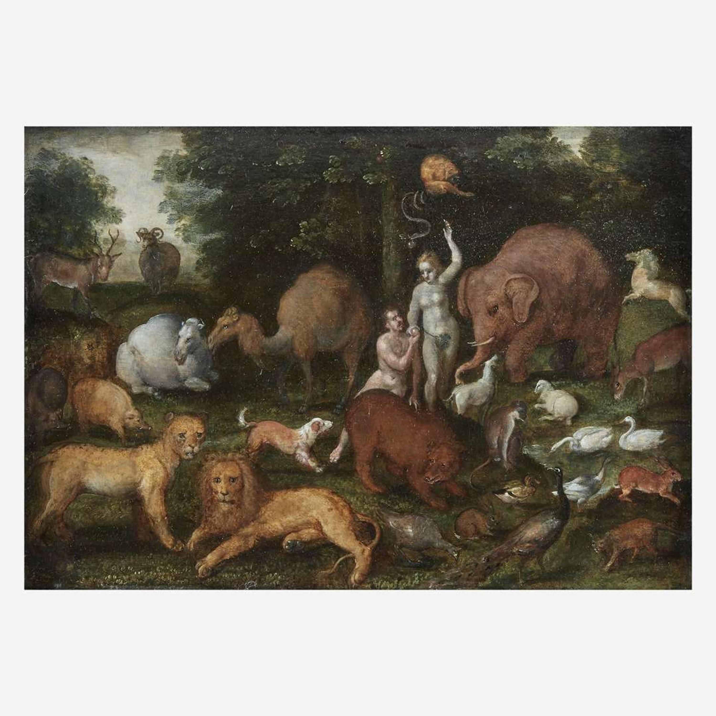 Attributed to Cornelisz Molenaer (Flemish, 1540–1589) Adam and Eve in the Garden of Eden