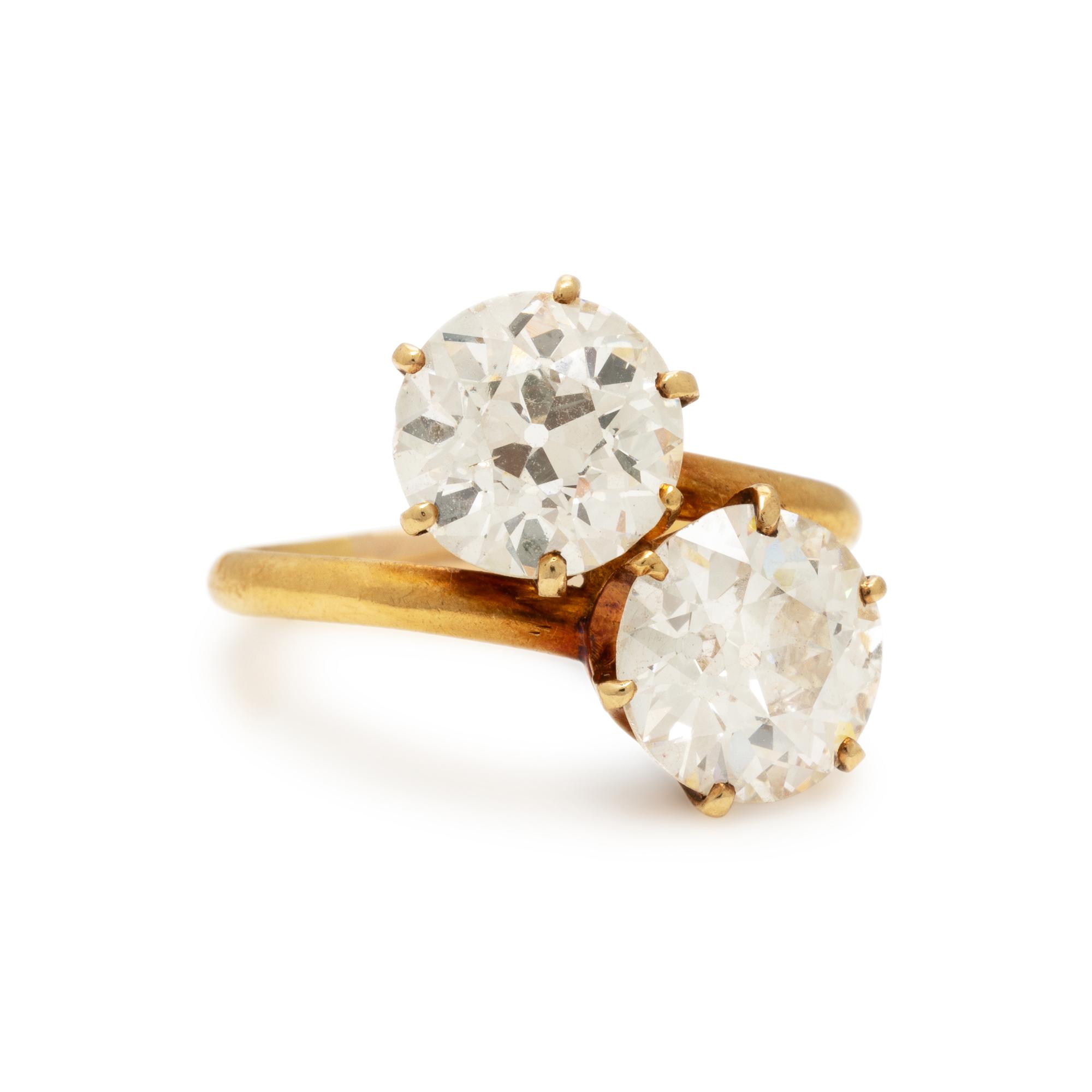 Diamond and Yellow Gold 'Toi et Moi' Ring