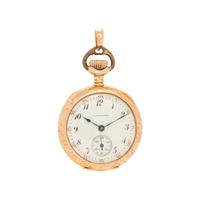LADY ELGIN, C.D. PEACOCK, 14K YELLOW GOLD AND DIAMOND OPEN FACE POCKET WATCH