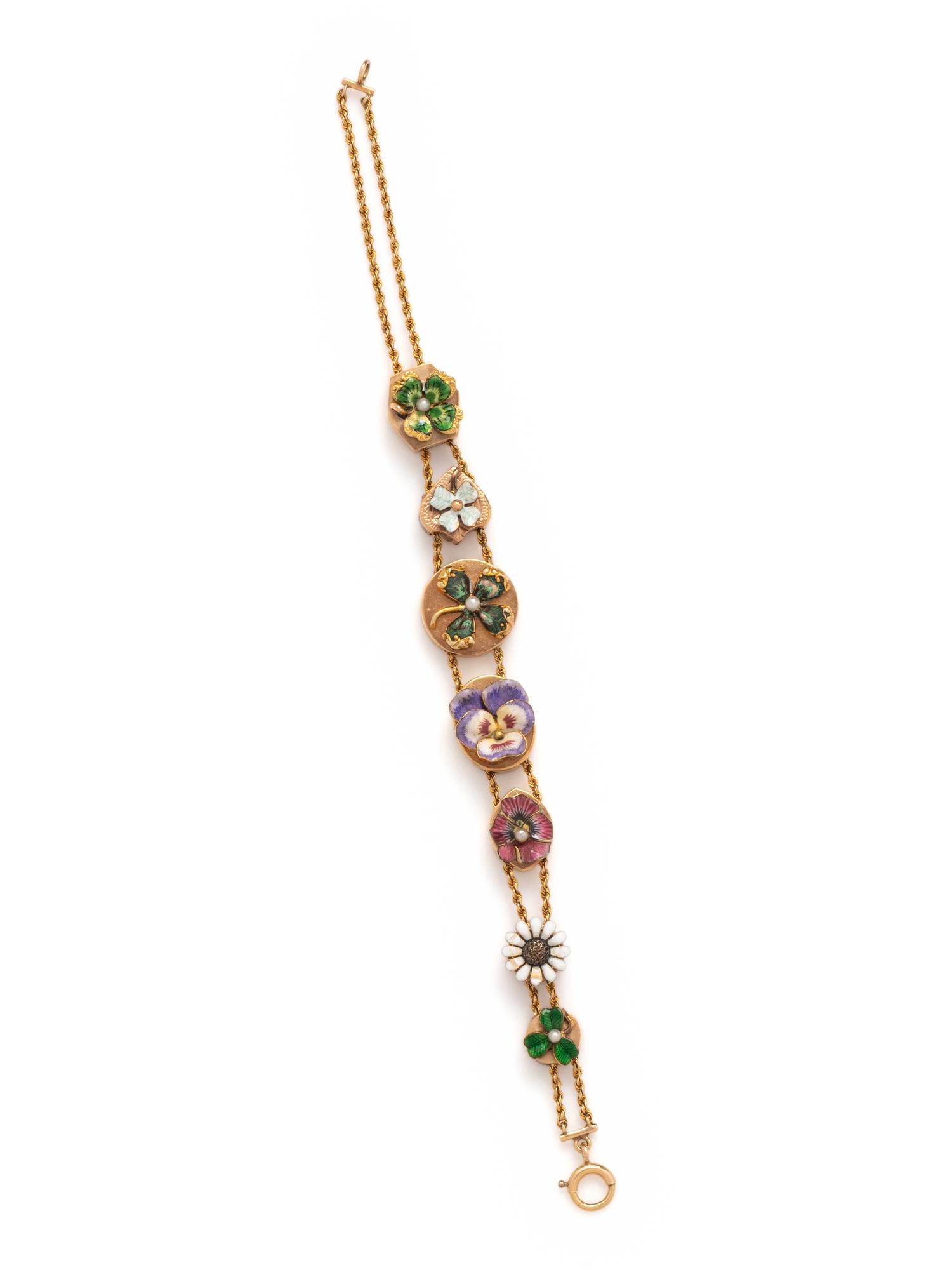 YELLOW GOLD AND ENAMEL SLIDE BRACELET