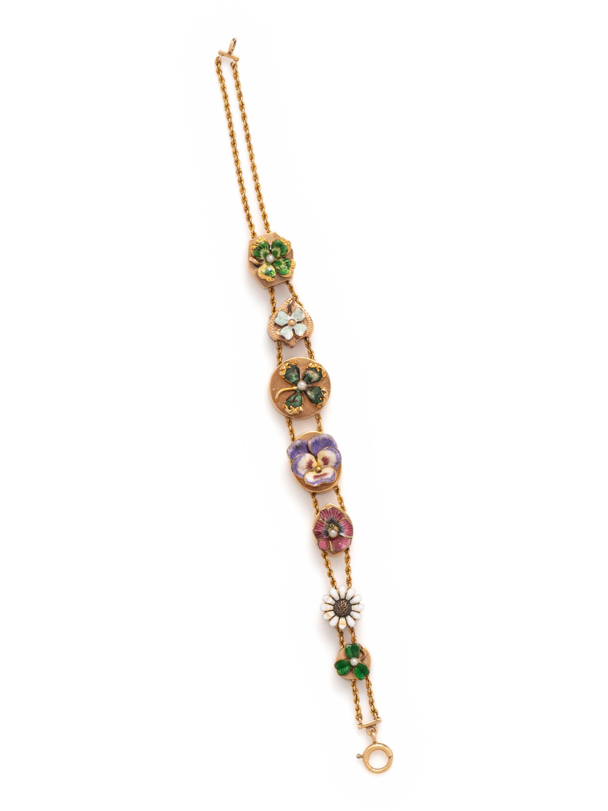 YELLOW GOLD AND ENAMEL SLIDE BRACELET