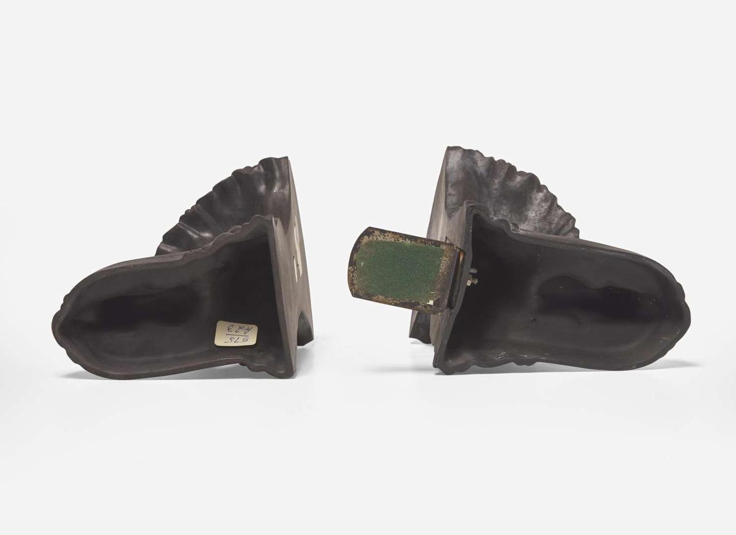 A Pair of Wedgwood Black Basalt Figural Bookends, UK, 1964