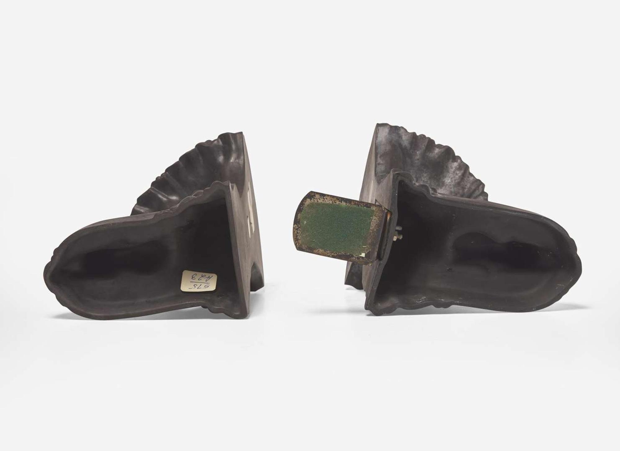 A Pair of Wedgwood Black Basalt Figural Bookends, UK, 1964