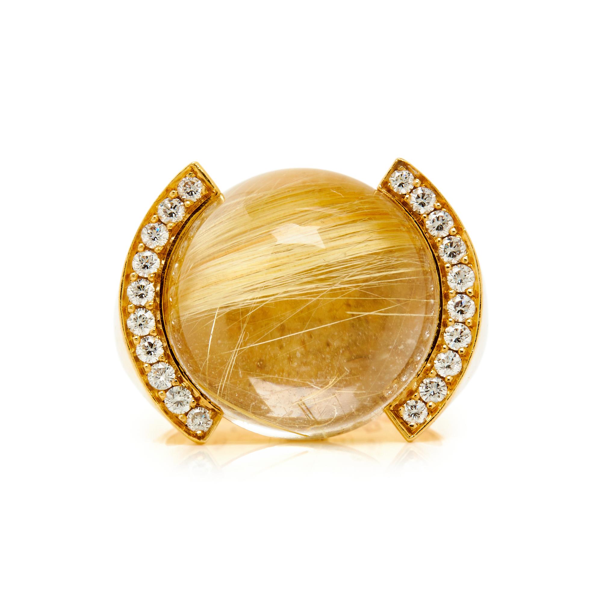 CARTIER, RUTILATED QUARTZ AND DIAMOND RING