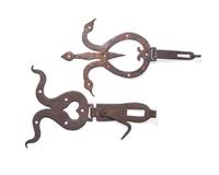 Two Wrought Iron Hasps and Hinges for a Conestoga Wagon Box, American, Pennsylvania, 19th Century