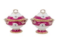 A Pair of English Porcelain Armorial Soup Tureens