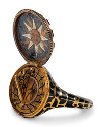 A Continental Gold, Jeweled and Enamel Decorated "Surprise" Compass-Ring