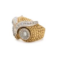 BICOLOR GOLD AND DIAMOND OWL RING
