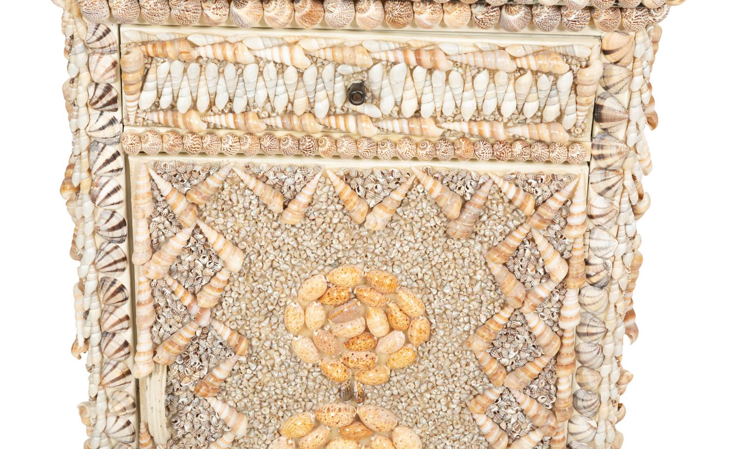 A Shell Encrusted Metal Side Cabinet