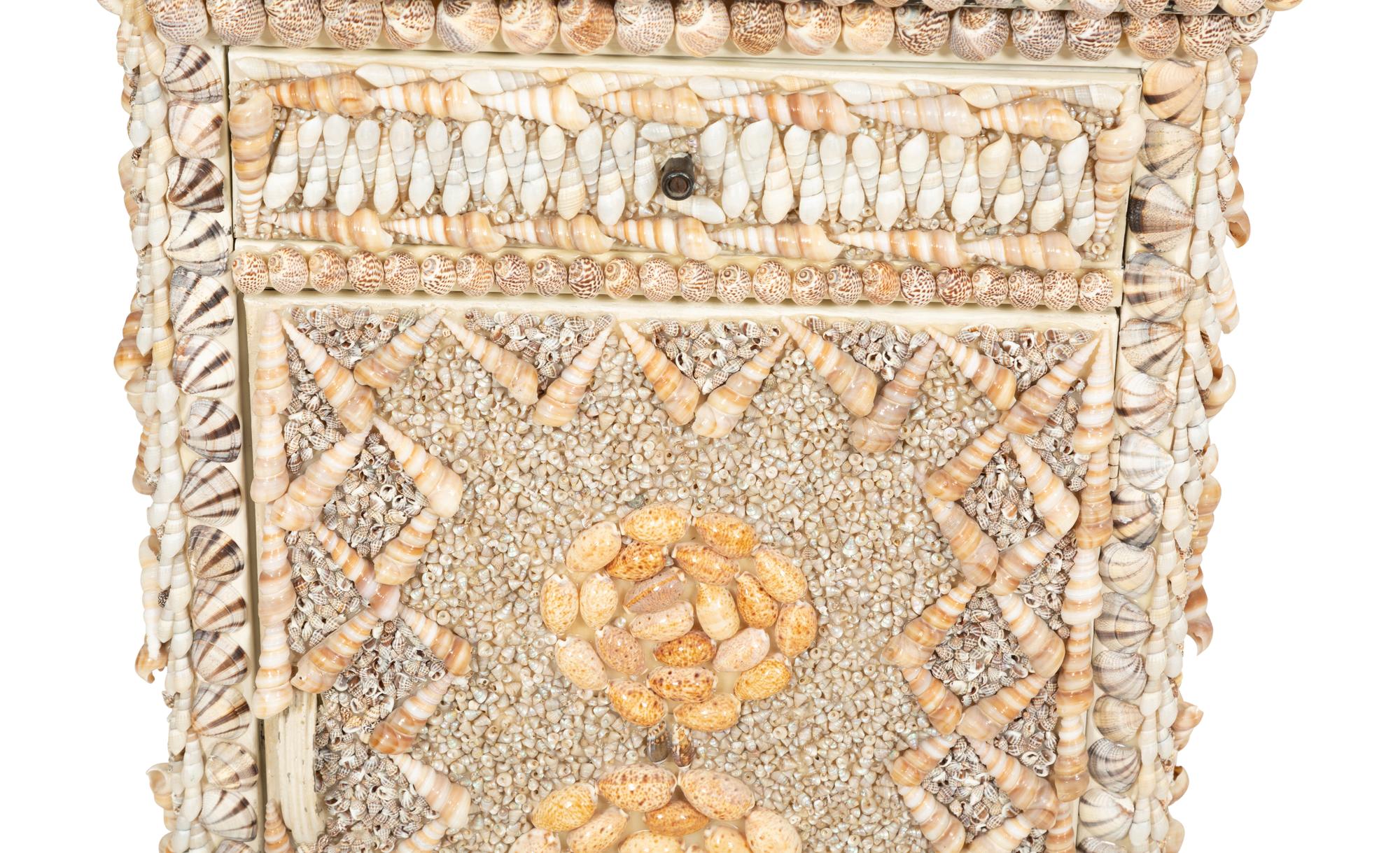 A Shell Encrusted Metal Side Cabinet