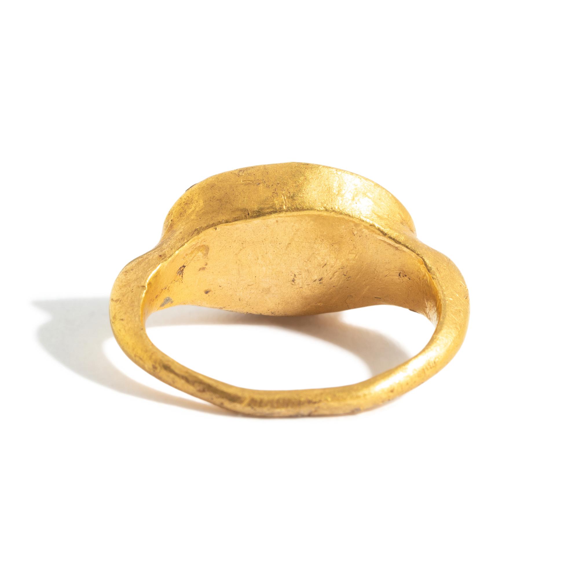 A Roman Gold and Carnelian Finger Ring with the God Helios