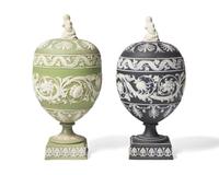 Two Wedgwood Jasperware Covered Urns