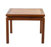 A Dunbar Walnut Side Table Height 21 1/8 x width 27 1/8 x depth 27 1/8 inches.