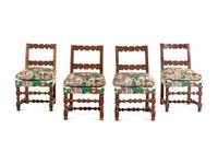 A Set of Four Italian Renaissance Style Oak Side Chairs