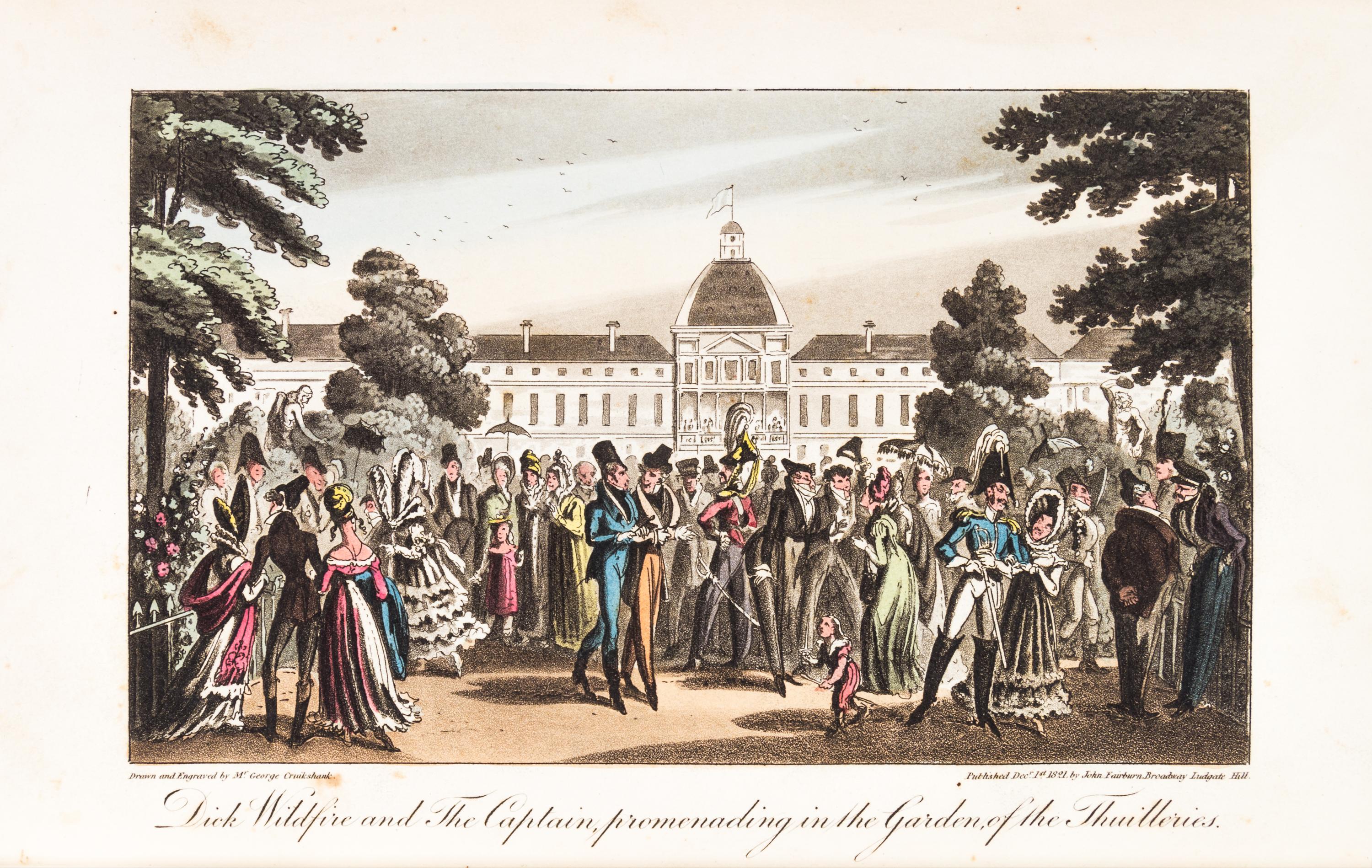 (CRUIKSHANK, GEORGE) CAREY, DAVID. Life in Paris... London, 1822. Numerous hand-colored plates.