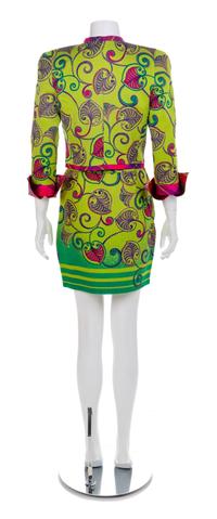 Atelier Versace Printed Silk Top and Matching Skirt, 1990s No size label