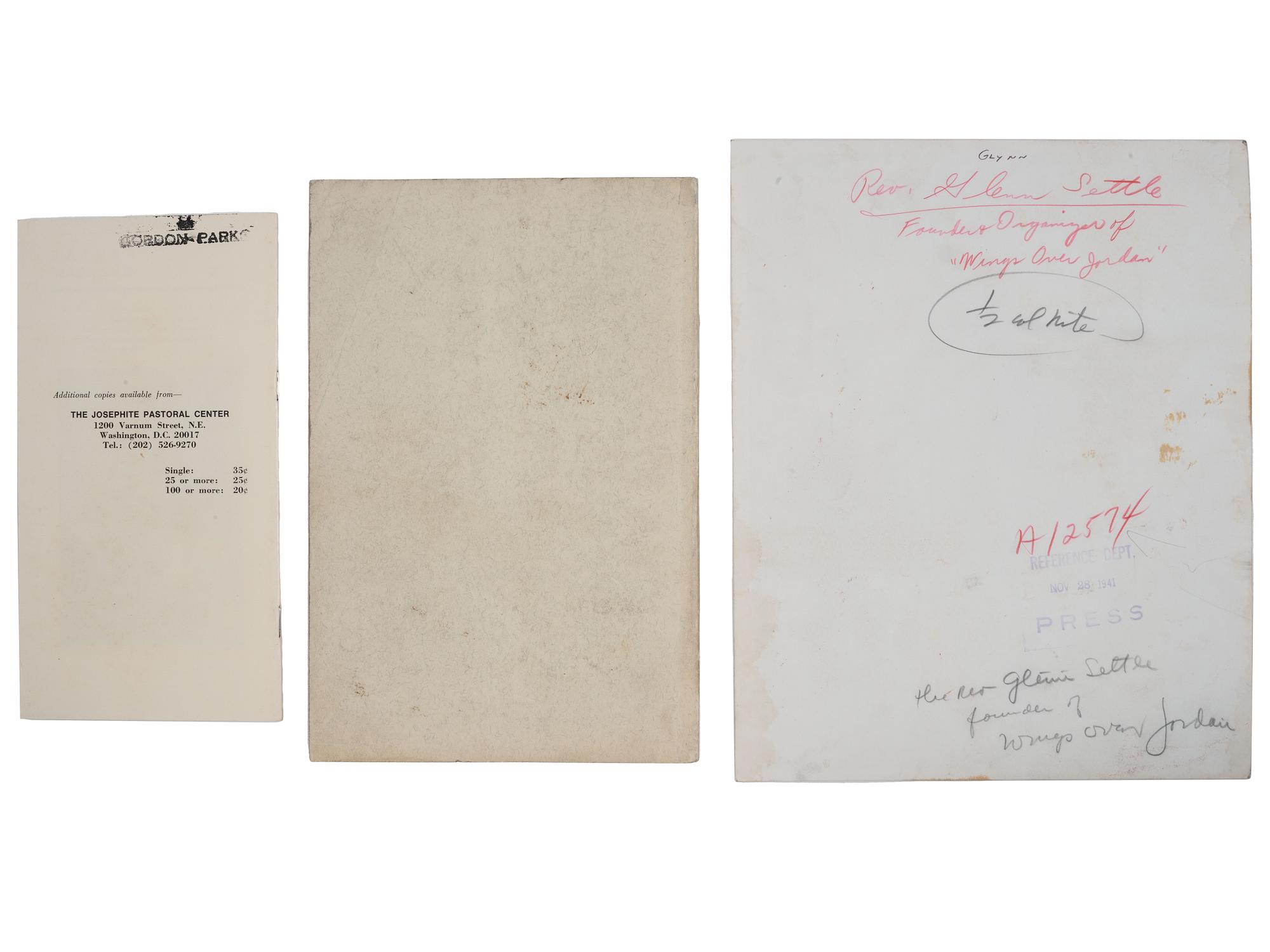 [RELIGION]. A group of 7 items involving African American churches and pastors, incl. AME Church membership card, Order of the Black Rose membership card, photographs, and imprints.