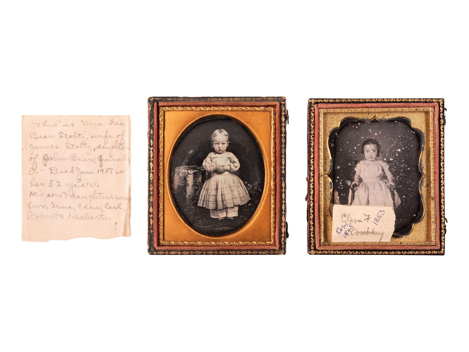 [EARLY PHOTOGRAPHY]. 37 sixth plate daguerreotypes and ambrotypes of young girls.