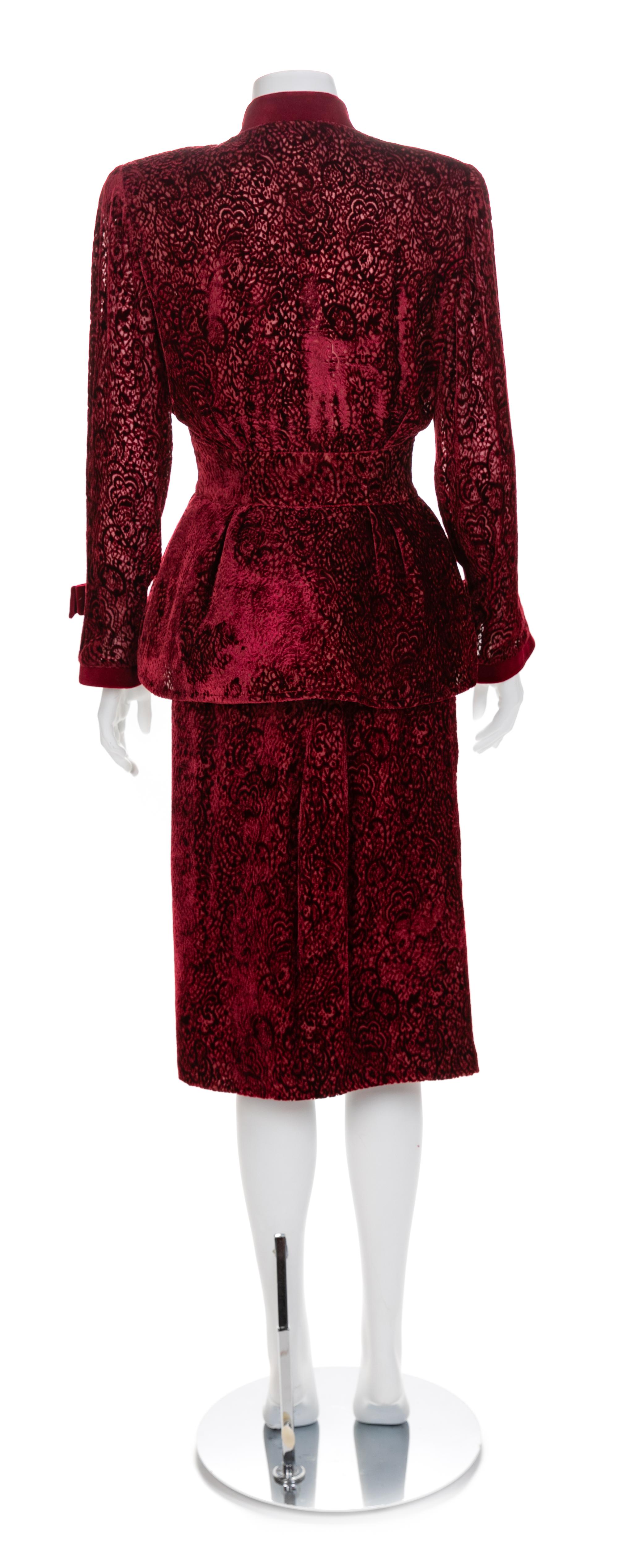 Thierry Mugler Voided Velvet Jacket and Skirt, 1990s