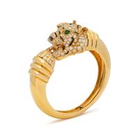 DAVID WEBB, DIAMOND, EMERALD AND ENAMEL TIGER BANGLE BRACELET