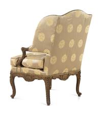 A Louis XV Style Carved and Giltwood Fauteuil à Oreilles