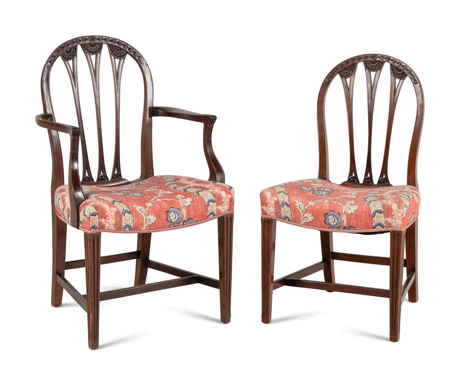 A Set of Eight George III Style Mahogany Dining Chairs