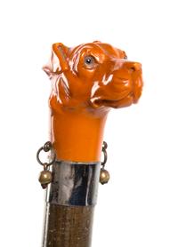 An American Plastic Handled Cane, Length of handle 2 1/4 x length overall 33 1/2 inches.