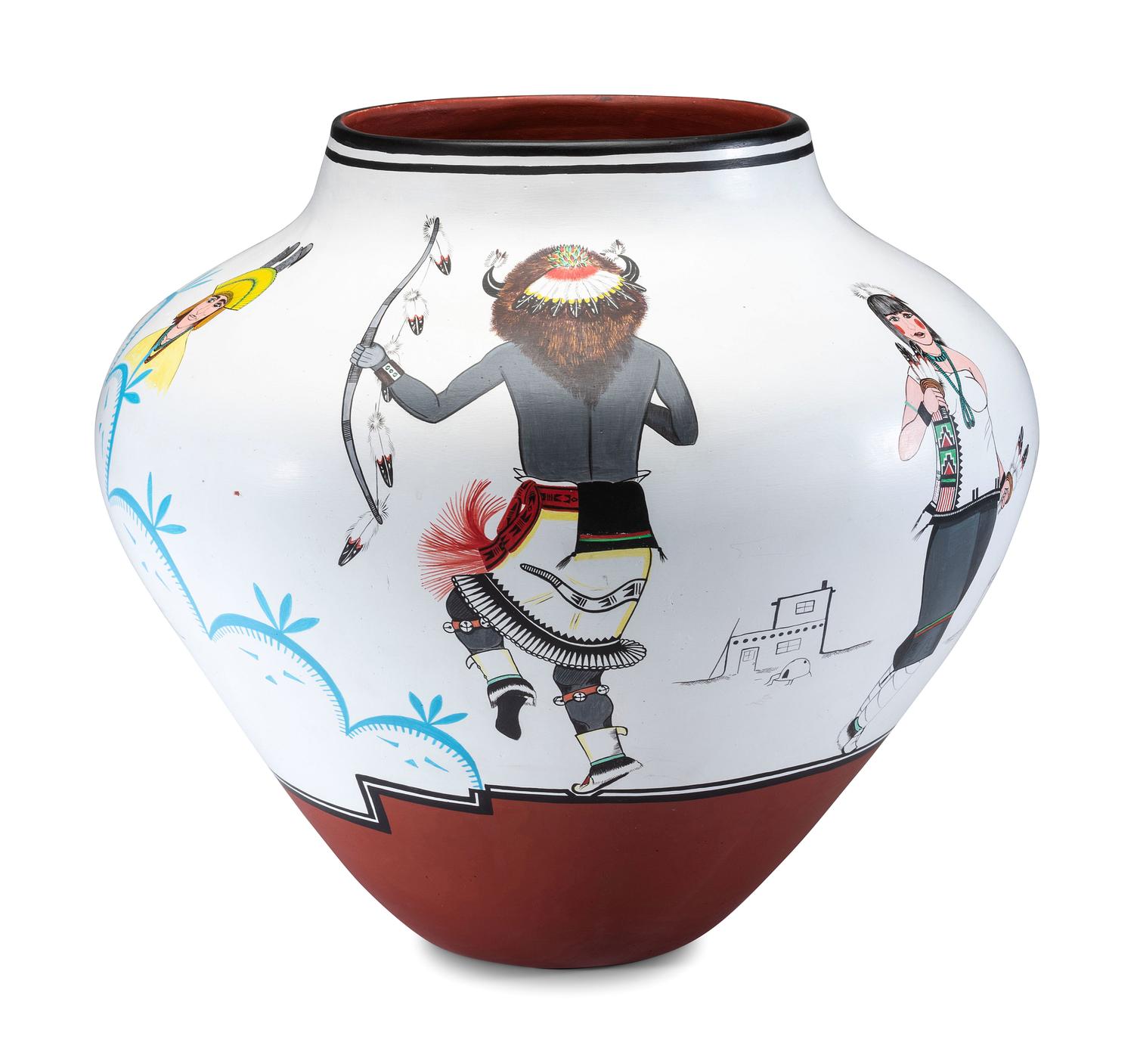 Polychrome Pottery Jar, with Buffalo Dancers