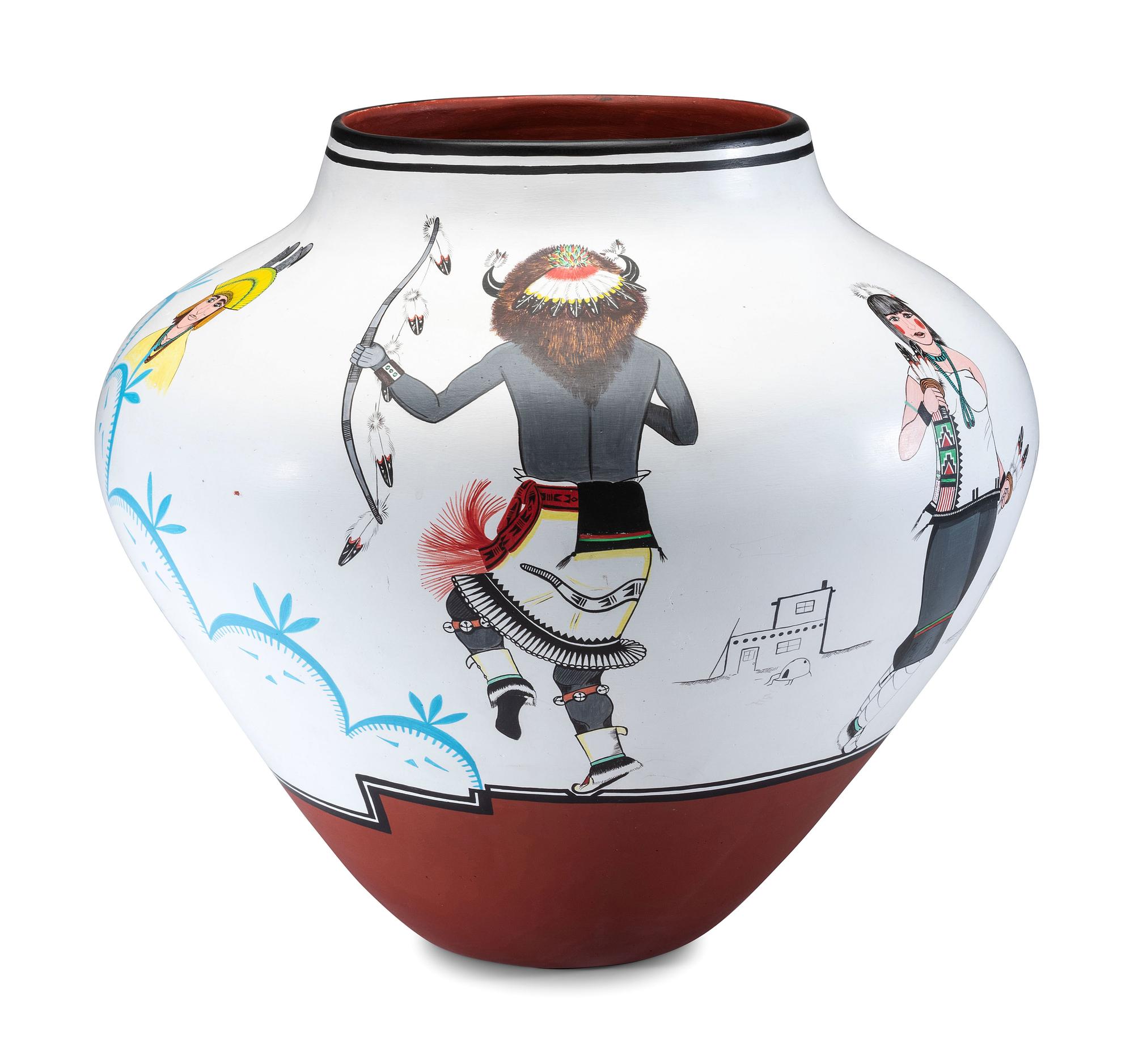 Polychrome Pottery Jar, with Buffalo Dancers