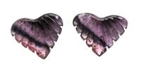 A Pair of Carved Watermelon Tourmaline Hearts,