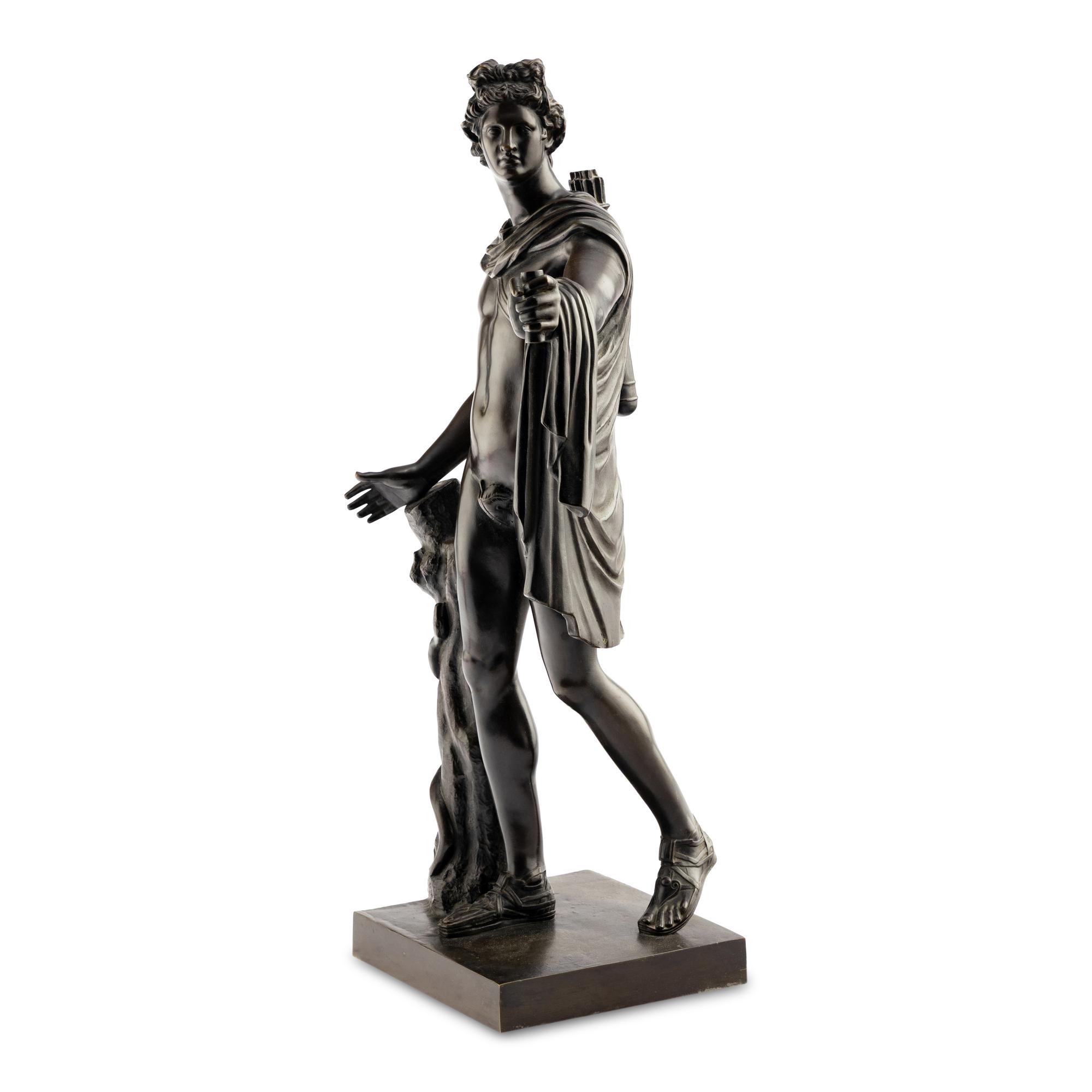 A Large Grand Tour Bronze Figure of Apollo Belvedere