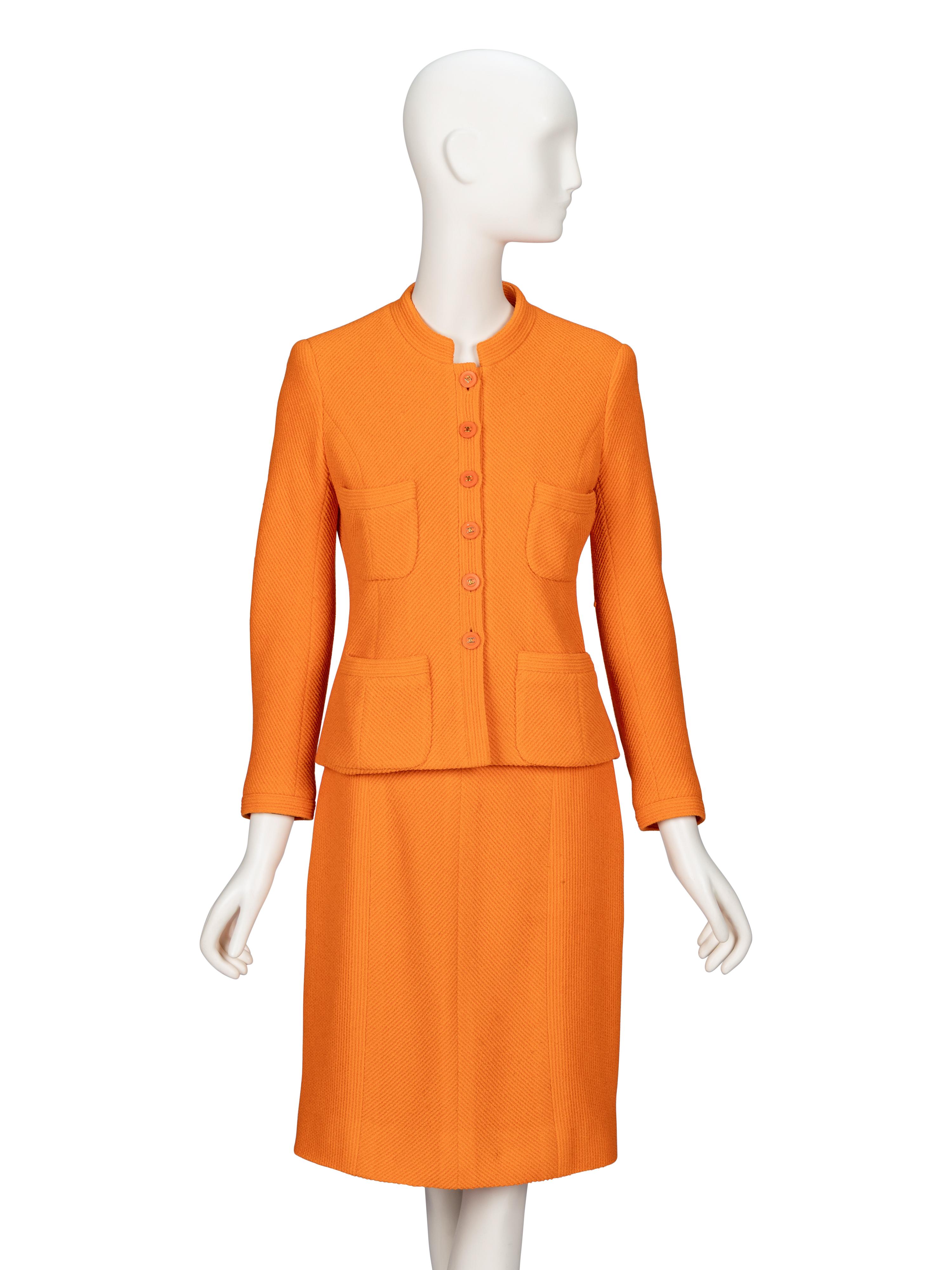 Chanel, Orange Tweed Skirt Suit