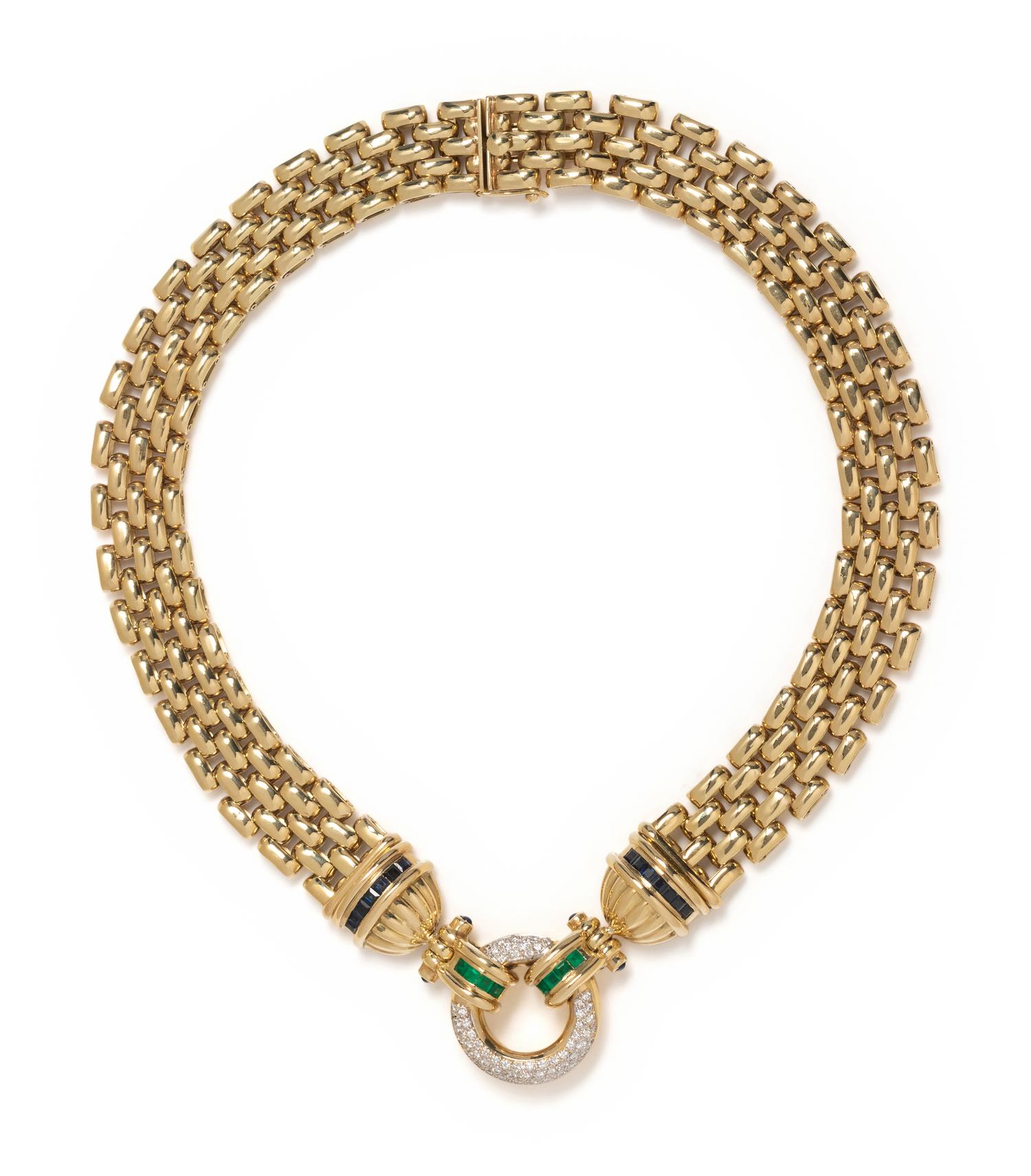 YELLOW GOLD AND MULTIGEM NECKLACE