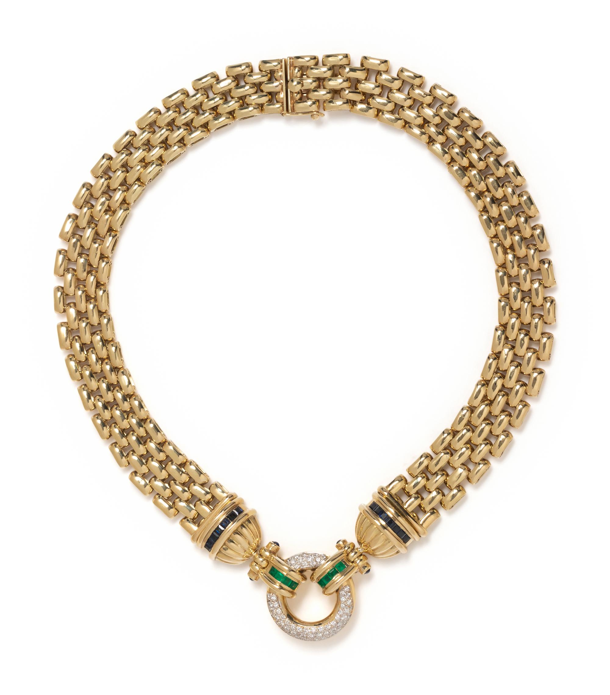 YELLOW GOLD AND MULTIGEM NECKLACE