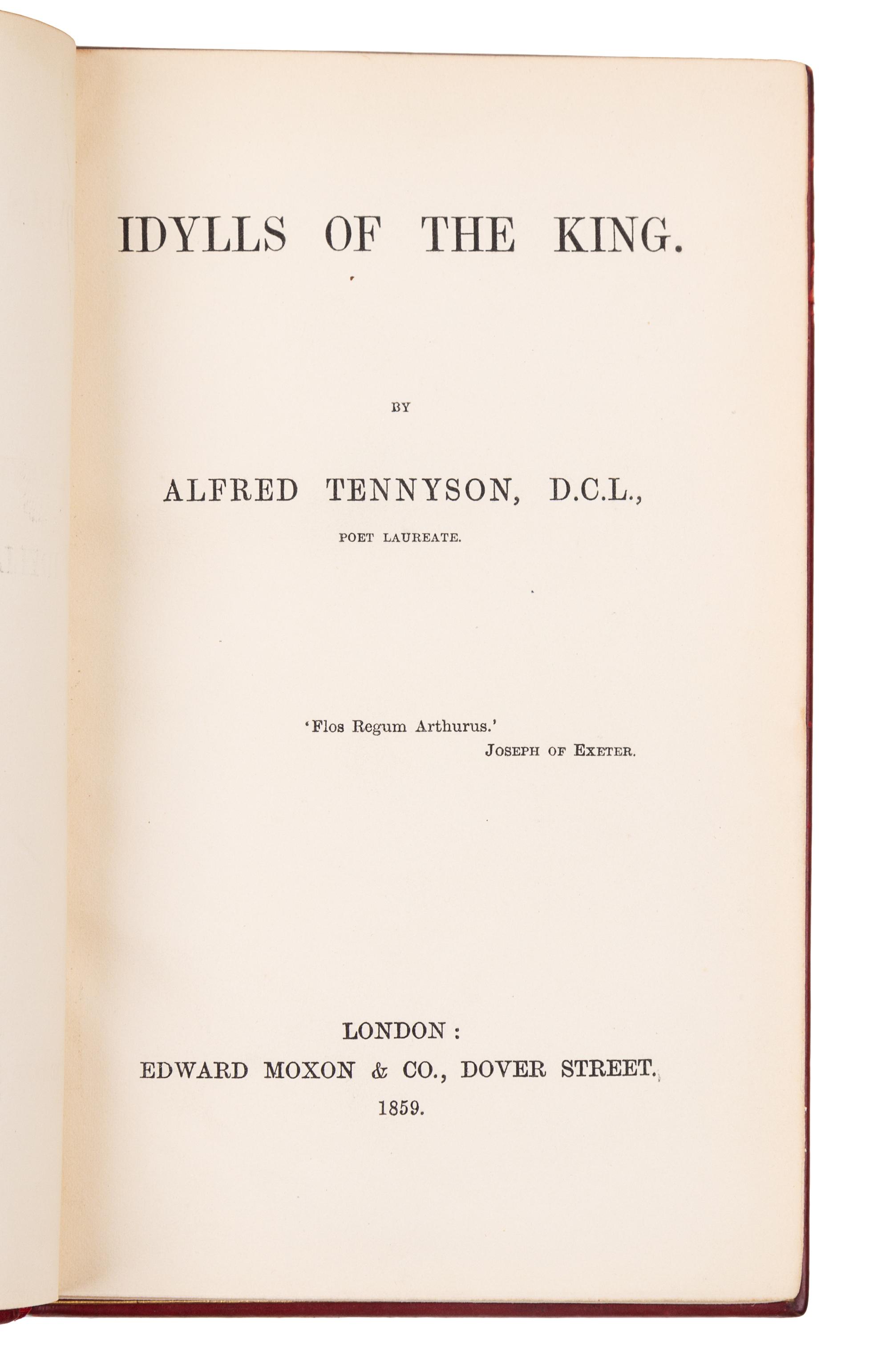 TENNYSON, Alfred, Lord (1809-1892). Idylls of the King. London: Edward Moxon & Co., 1859.