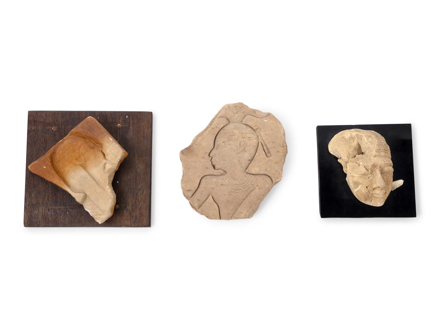 Two Egyptian Relief Fragments and a Mask Fragment, All After the Antique
