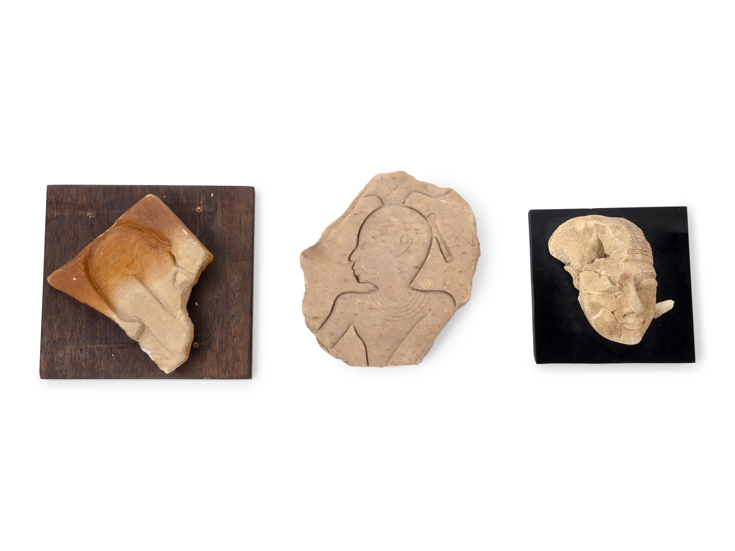 Two Egyptian Relief Fragments and a Mask Fragment, All After the Antique