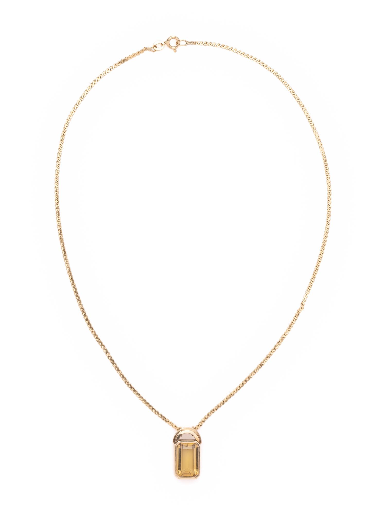 YELLOW GOLD AND CITRINE PENDANT/NECKLACE