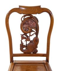 Two Chinese Export Stone Inset Rosewood Chairs