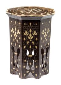 A Persian and Bone-Inlaid Hardwood Occasional Table Height 16 1/2 inches. — 20TH CENTURY