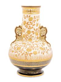 An Aesthetic Movement Gilt Decorated Earthenware Vase