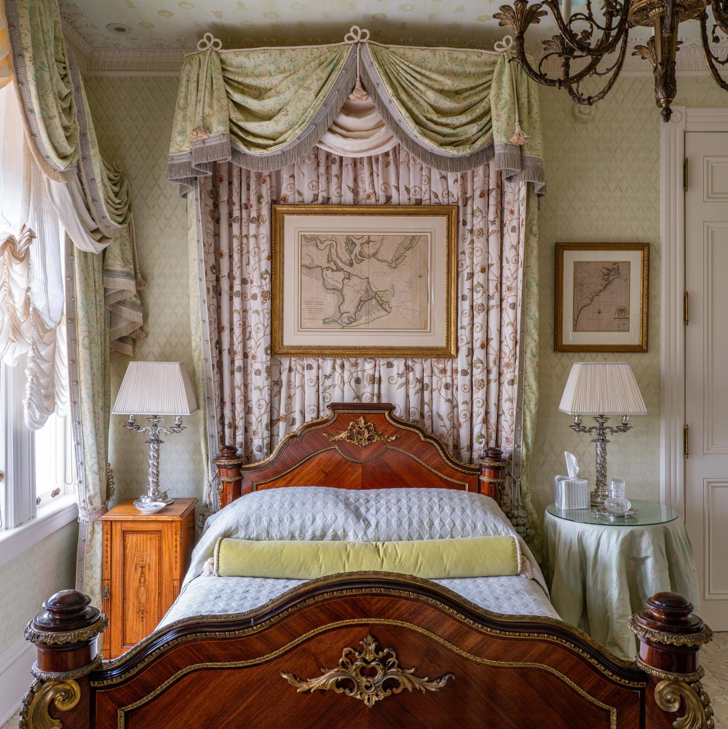 A Louis XV Style Gilt Bronze Mounted Kingwood Bed Frame