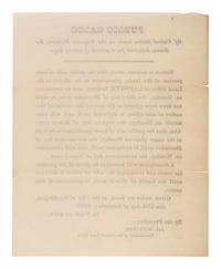 [VAN BUREN, Martin (1782-1862)]. Public Sales of United States lands in the Laporte District, Indiana, deferred for a period of ninety days. Signed in type "M. Van Buren" as U.S. President. 27 November 1838.